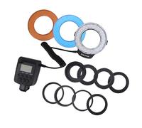 Macro Ringlight Flash per Fotocamera DLSR, 48 LED Bead Ring Flash Light Fotocamera Portatile Ring Flash Fill Light con Filtri Colorati, con Anelli Adattatori Display LCD, 3000k -