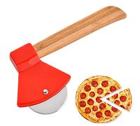 MacroHu Tagliapizza,Rotella Tagliapizza,Ruota Tagliapizza con Lama in Acciaio Inox & Manico in Di Legno,Cutter Professionale Cucina Casalinga e Ristorante,per Pizza,Torte e Pie,Waffle,Pane (Rosso)