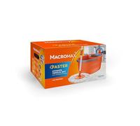 Macromax - Set di pulizia con mocio rotante automatico, 16 l, 100% microfibra, manico telescopico, lavaggio automatico e cestello rimovibile per asciugare, realizzato al 90% in materiale riciclabile