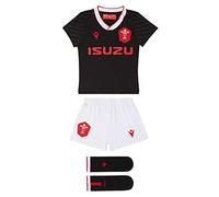 Macron 58125564 WRU M20 Maglia con Pantaloncini e Calzini, Alternate Boxset, Bambini, Nero, 6/9M