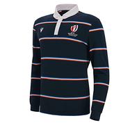 Macron Polo Manica Lunga Adulto Rugby France World Cup 2023 Ufficiale, blu, 4XL