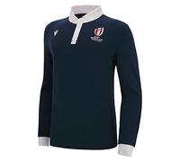 Macron Polo Manica Lunga Adulto Rugby World Cup 2023 Ufficiale, blu, 5XL