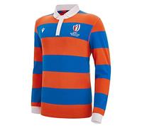 Macron Polo Manica Lunga Adulto Rugby World Cup 2023 Ufficiale, Orange, 5XL