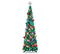 MACTING Albero di Natale, 1,5 m pieghevole Pop up albero di Natale con supporto Tinsel Coastal per vacanze decorazioni di Natale, casa e ufficio