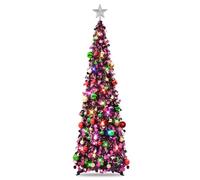 MACTING - Albero di Natale pieghevole, 1,5 m, con supporto per decorazioni natalizie, decorazione casa, ufficio (viola)