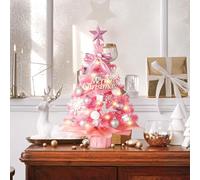 MACTING Mini albero di Natale artificiale da 6 m con luci, 66 cm, rosa, piccolo albero di Natale con ornamenti natalizi palla per decorazioni per la casa, centrotavola, caminetto, scrivania, tavolo