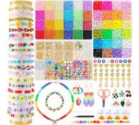 Mactoou 12000+ Pezzi Perline per Braccialetti, 24 Colori 6mm Perline Piatte per Bigiotteria Fai da te, 3mm Set Perle per DIY braccialetti Collane