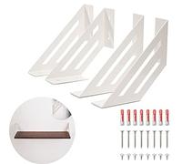 MAD 4 Staffe per Mensole Angolari Bianche, Supporti a Muro Resistenti, Reggimensola con Viti e Tasselli di Fissaggio (Medium 14 cm, Bianco)