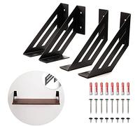 MAD 4 Staffe per Mensole Angolari Nere, Supporti a Muro Resistenti, Reggimensola con Viti e Tasselli di Fissaggio (Small 10,5 cm, Nero)