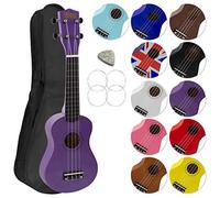 Mad About SU8-PU Ukulele soprano in viola con custodia morbida, plettro e corde di ricambio, Ora dotato di corde in carbonio nere che offrono un suono più brillante