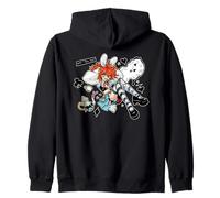 Mad Alice Punk Wonderland Bunny Orecchie Melting Clock Chaos Felpa con Cappuccio
