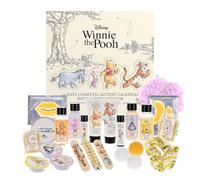 MAD Beauty - Calendario dell’Avvento Disney WINNIE THE POOH con 24 prodotti cosmetici, wellness per donne con maschera viso, lozione corpo, elastico per capelli, lima per unghie - Calendario di Natale