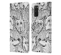 MAD DOG ART GALLERY B&W DOODLE CUSTODIA COVER PORTAFOGLIO IN PELLE PER SAMSUNG 1
