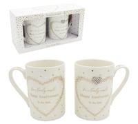 Mad Dots - Mug Set - Scritta & Strass Cuore - Crema & Oro - Scelta Design