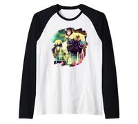 Mad Frenchie Dog Scienziato Miscelazione Chimica Chimica Maglia con Maniche Raglan