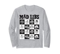Mad Libs Black And White Character Grid Art Maglia a Manica