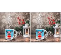 Mad Monkey Tazza con renna che cambia colore - Tazza da caffè magica (Confezione da 2)