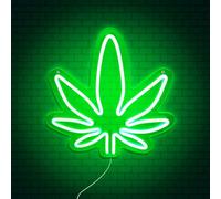 Mad Monkey Weed Neon - Lampada da parete a LED, design a foglia, verde neon per soggiorno, feste e chill, elegante illuminazione di alta vita per la casa