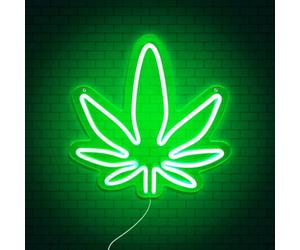 Mad Monkey Weed Neon - Lampada da parete a LED, design a foglia, verde neon per soggiorno, feste e chill, elegante illuminazione di alta vita per la casa