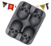 Mad Skull Ice Tray | 4-Cavity Halloween Silicone Mold,Creepy Skull & Bones Ice Tray For Horror Drinks, Halloween Pool Or Scream Parties