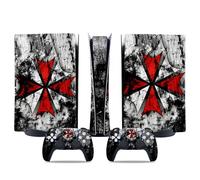 MaD Vision® Extra-Durable Skin Kit per PlayStation 5 (PS5) Digital | Set di Pellicole Adesive in Vinile Opaco per la Console e 2 Controller - per Resident Evil Umbrella Design