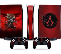 MaD Vision® Extra-Durable Skin Kit per PlayStation 5 (PS5) Digital | Set di Pellicole Adesive in Vinile Opaco per la Console e 2 Controller - per ACS|Assassin's Creed Shadows Design