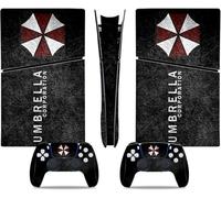 MaD Vision® Extra-Durable Skin Kit per PlayStation 5 (PS5) Digital Slim | Set di Pellicole Adesive in Vinile Opaco per la Console e 2 Controller - per Resident Evil Umbrella Design