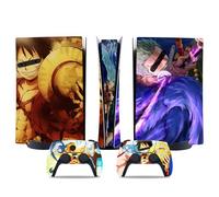 MaD Vision® Extra-Durable Skin Kit per PlayStation 5 (PS5) Disc Pro e Digital Pro | Set di Pellicole Adesive in Vinile Opaco per la Console e 2 Controller - per Anime|OnePiece Manga Design