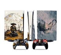 MaD Vision® Extra-Durable Skin Kit per PlayStation 5 (PS5) Disc | Set di Pellicole Adesive in Vinile Opaco per la Console e 2 Controller - per Ghost of Yotei