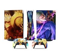 MaD Vision® Extra-Durable Skin Kit per PlayStation 5 (PS5) Disc | Set di Pellicole Adesive in Vinile Opaco per la Console e 2 Controller - per Anime|OnePiece Manga Design