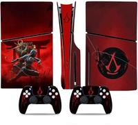 MaD Vision® Extra-Durable Skin Kit per PlayStation 5 (PS5) Disc Slim e Digital Slim | Set di Pellicole Adesive in Vinile Opaco per la Console e 2 Controller - per ACS|Assassin's Creed Shadows Design