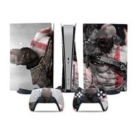 MaD Vision® Extra-Durable Skin Kit per PlayStation 5 (PS5) Disc Slim e Digital Slim | Set di Pellicole Adesive in Vinile Opaco per la Console e 2 Controller - per God of War|GOW Design