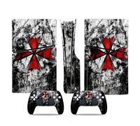 MaD Vision® Extra-Durable Skin Kit per PlayStation 5 (PS5) Disc Slim e Digital Slim | Set di Pellicole Adesive in Vinile Opaco per la Console e 2 Controller - per Resident Evil Umbrella Design
