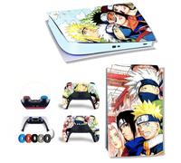 MaD Vision® Extra-Durable Skin Set in Vinile per PS5 Digital + 5 Paia di Aiming Rings | Kit Adesivo e Resistente ai Graffi per PlayStation 5 + 2 Controllers - per Sasuke|Naruto Design