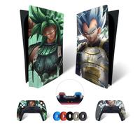 MaD Vision® Extra-Durable Skin Set per PS5 Disc + 5 Paia di Aiming Rings | Pellicola Adesiva in Vinile Opaco per PlayStation 5 + 2 Controllers - per Dragon Ball Design