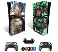 MaD Vision® Extra-Durable Skin Set per PS5 Disc Slim + 5 Paia di Aiming Rings | Pellicola Adesiva in Vinile Opaco per PlayStation 5 + 2 Controllers - per Dragon Ball Design