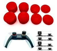 MaD Vision® Set di 4 Paia (8 pezzi) di Thumb Grips Ergonomici per Controller compatibili con PS5/PS4|Xbox Series X/S/One/360|Nintendo Switch Pro. Diversi Spessori & Texture [14/8/6 mm] (Rosso)