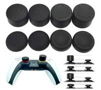 MaD Vision® Set di 4 Paia (8 pezzi) di Thumb Grips Ergonomici per Controller compatibili con PS5/PS4|Xbox Series X/S/One/360|Nintendo Switch Pro. Diversi Spessori & Texture [14/8/6 mm] (Nero)