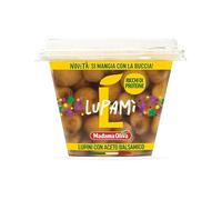 MADAMA OLIVA - Lupini con Aceto Balsamico, Snack Aromatizzato in Salamoia, Ideale per Aperitivi e Insalate, Lupini Italiani della Puglia, 190 gr