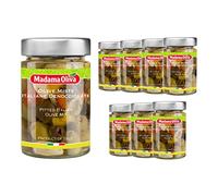 MADAMA OLIVA, Olive Miste Denocciolate Sott'Olio, Mix di Olive con Peperoni, Aglio e Spezie, Senza Conservanti Aggiunti, 100% Made in Italy, Box da 7 Vasi in Vetro da 290 gr