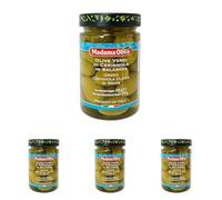 MADAMA OLIVA, Olive Verdi Cerignola in Salamoia, Olive dal Gusto Delicato e dalla Polpa Carnosa, Senza Aggiunta di Conservanti, 100% Made in Italy, Vaso in Vetro da 295 gr (Confezione da 4)