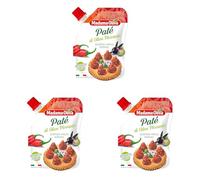MADAMA OLIVA, Paté di Olive Piccante, Ideale da Utilizzare per Accompagnare Aperitivi, Ortaggi Freschi e Farcire Bruschette, 100% Made in Italy, Busta Squeeze 110 gr (Confezione da 3)