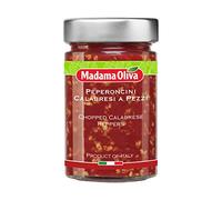 MADAMA OLIVA, Peperoncini Calabresi, Peperoni Piccanti Calabresi Tritati Sott'Olio di Girasole, Senza Aggiunta di Conservanti, 100% Made in Italy, Vaso in Vetro da 310 gr