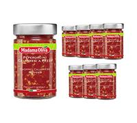 MADAMA OLIVA, Peperoncini Calabresi, Peperoni Piccanti Calabresi Tritati Sott'Olio di Girasole, Senza Aggiunta di Conservanti, 100% Made in Italy, Box da 7 Vasi in Vetro da 310 gr