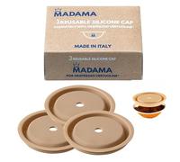 Madama - Tappo Riutilizzabile per le Capsule Nespresso Vertuo e VertuoLine, Ricaricabile e Compatibile. Silicone alimentare. 100% Made in Italy. Confezione da 3 tappi.