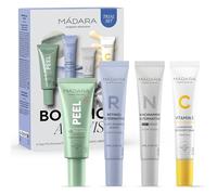 MÁDARA Botanic Activist - Mini kit di rinnovamento a 4 livelli, scrub AHA, alternativa al retinolo, siero niacinamide e crema vitamina C, regalo naturale per la cura della pelle, perfetto per Natale