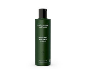 MÁDARA Organic Skincare | Shampoo Gloss And Vibrancy - 250 ml, Con Betulla del Nord e Mirtillo Rosso, Protettivo, Potenziante della lucentezza, Aumenta il volume, Vegano, Certificato Ecocert.
