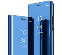 MadBee Cover Galaxy Note 8 [Pellicola Proteggi Schermo],Custodia Clear View Standing Mirror Magnetic con Flip Shell Anti-Scratch Protective Cover per Samsung Galaxy Note 8 (Blu)