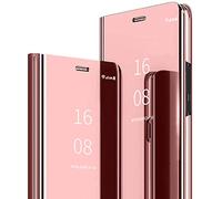 MadBee Cover Galaxy S7 Edge [Pellicola Proteggi Schermo],Custodia Clear View Standing Mirror Magnetic con Flip Shell Anti-Scratch Protective Cover per Samsung Galaxy S7 Edge (Rosa)