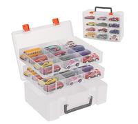 Madcat Organizer per auto giocattolo compatibile con auto giocattolo in scala 1/64, auto con scatola di fiammiferi, mini giocattoli e piccole bambole. Espositore a 24 scomparti con 2 strati di vassoi